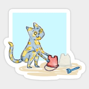 sand castle cat Sticker